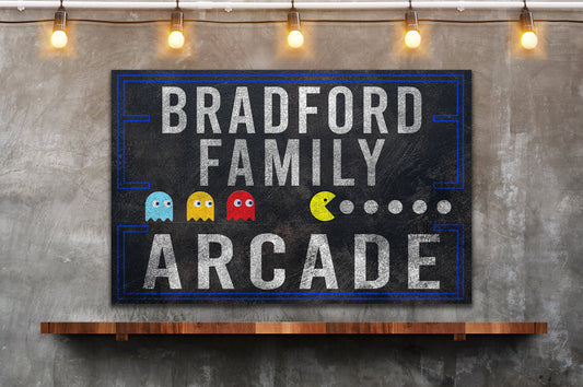 Custom Arcade Sign, Game Room Sign, Media Room Sign, Custom Name Sign, Canvas Print, Man Cave Decor, Gamer Sign, Poker Room