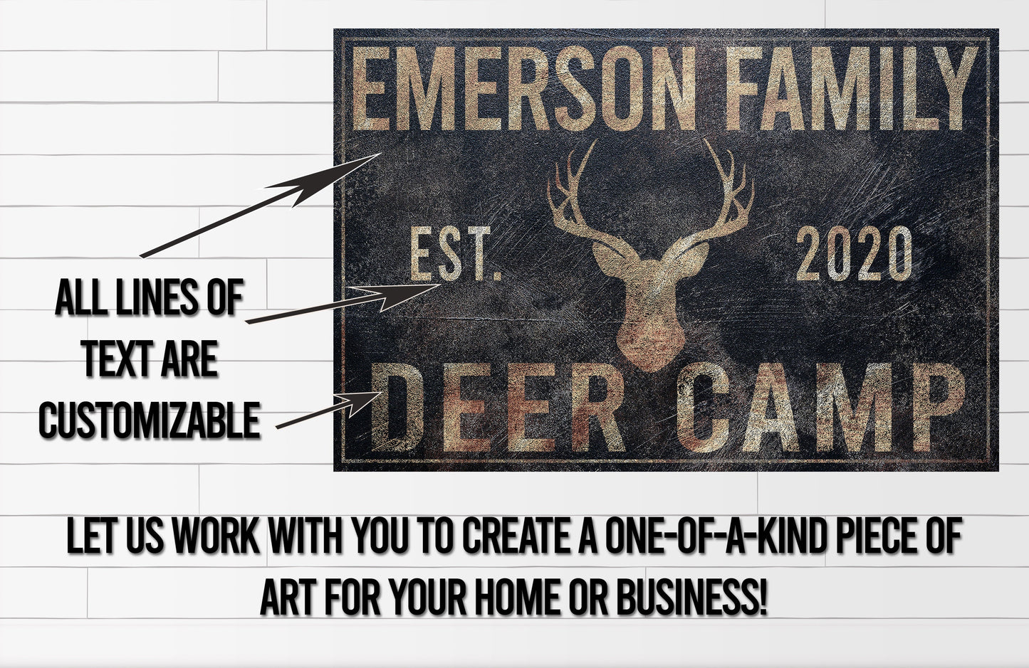 Deer Hunting Sign, Hunting Lodge, Farmhouse Sign, Custom Canvas Sign, Family Name Sign, Farmhouse Decor, Hunting Lodge, Man Cave