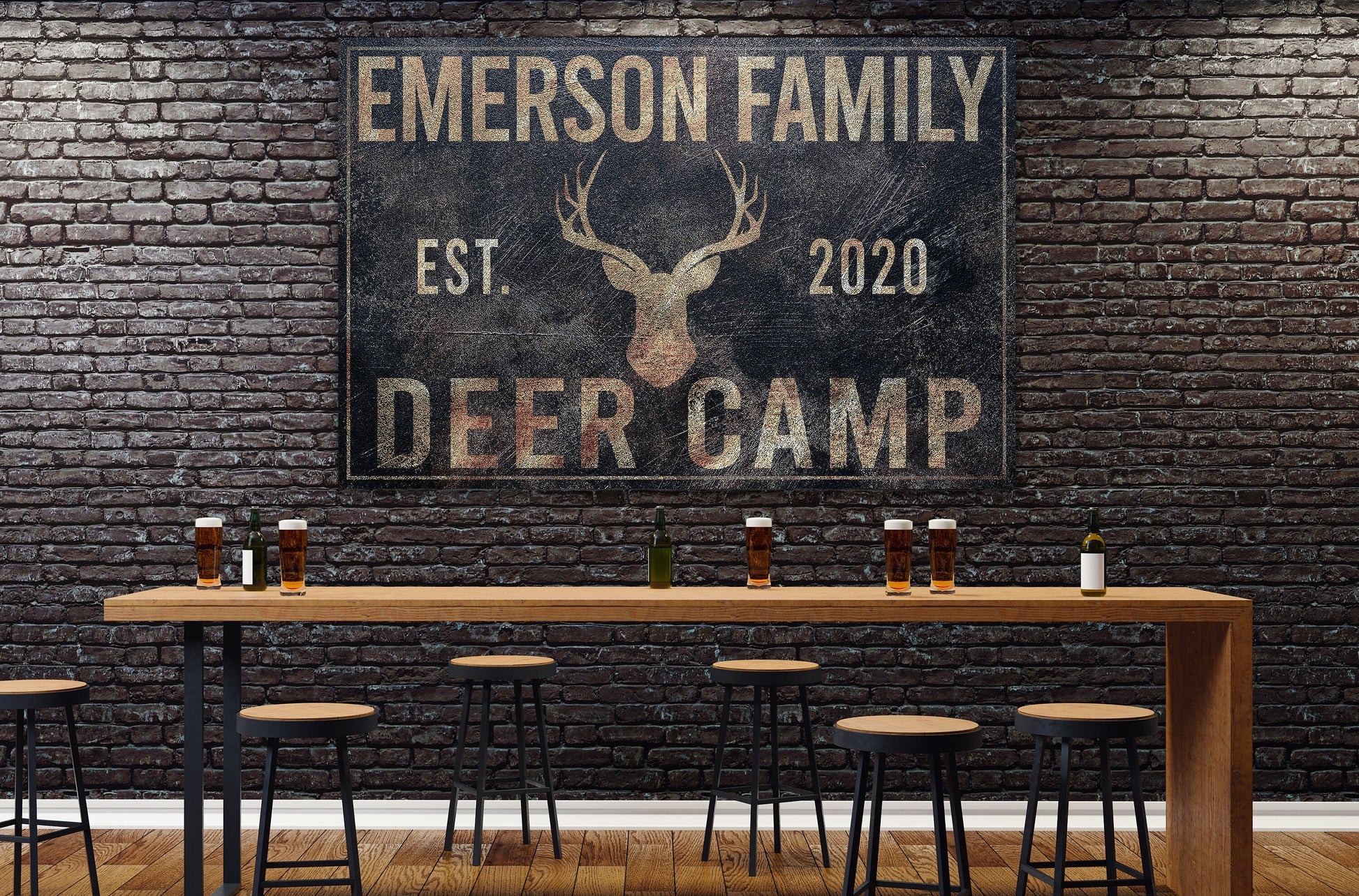 Deer Hunting Sign, Hunting Lodge, Farmhouse Sign, Custom Canvas Sign, Family Name Sign, Farmhouse Decor, Hunting Lodge, Man Cave