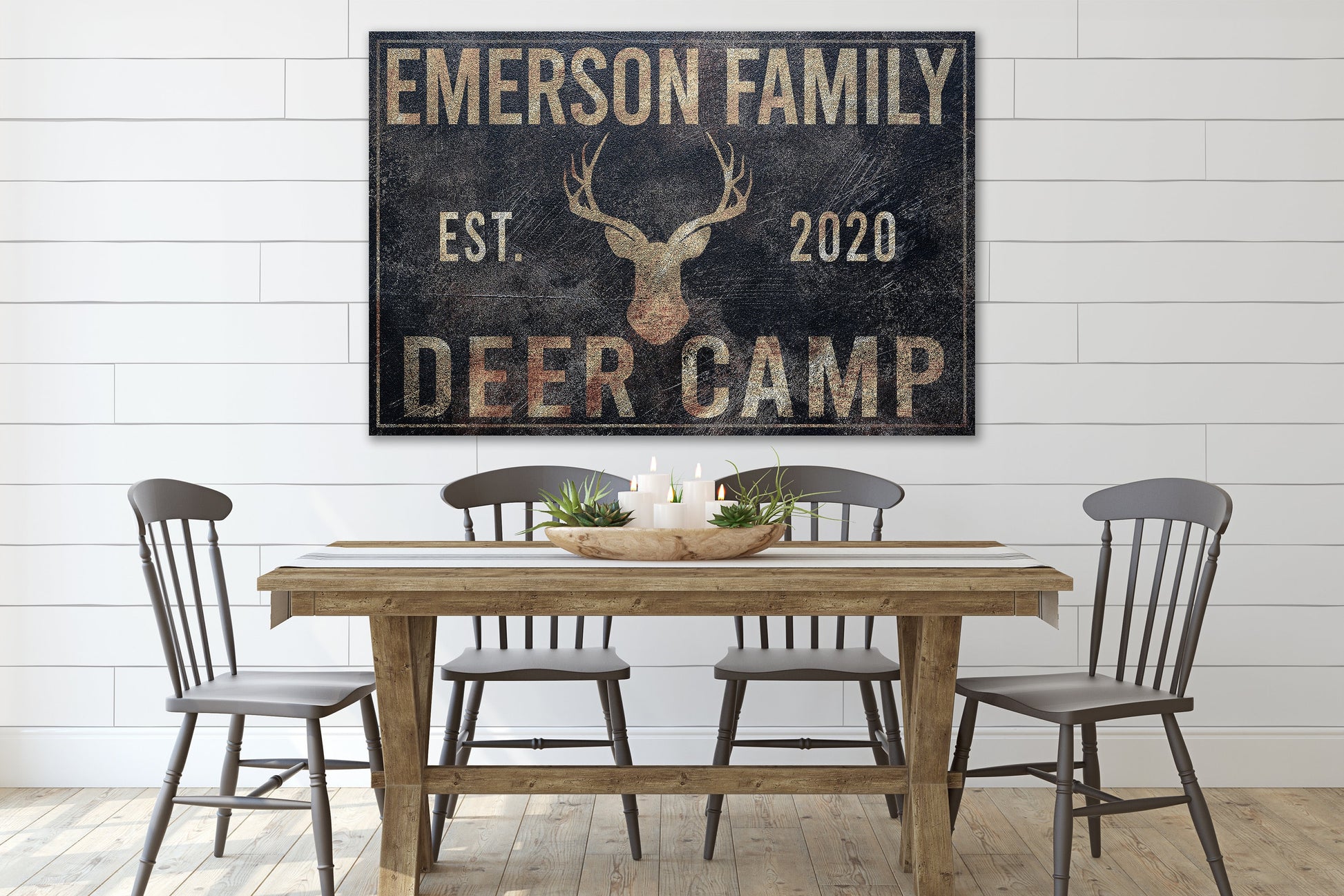 Deer Hunting Sign, Hunting Lodge, Farmhouse Sign, Custom Canvas Sign, Family Name Sign, Farmhouse Decor, Hunting Lodge, Man Cave