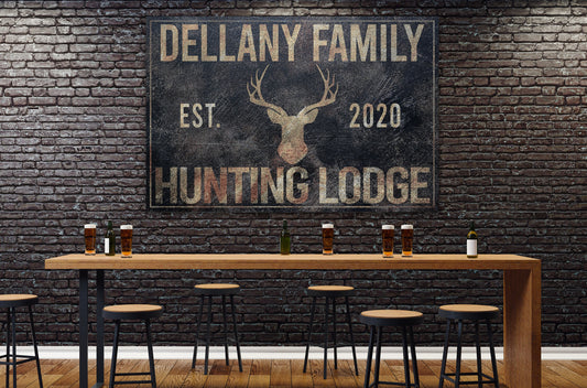 Deer Hunting Sign, Hunting Lodge, Farmhouse Sign, Custom Canvas Sign, Family Name Sign, Farmhouse Decor, Hunting Lodge, Man Cave