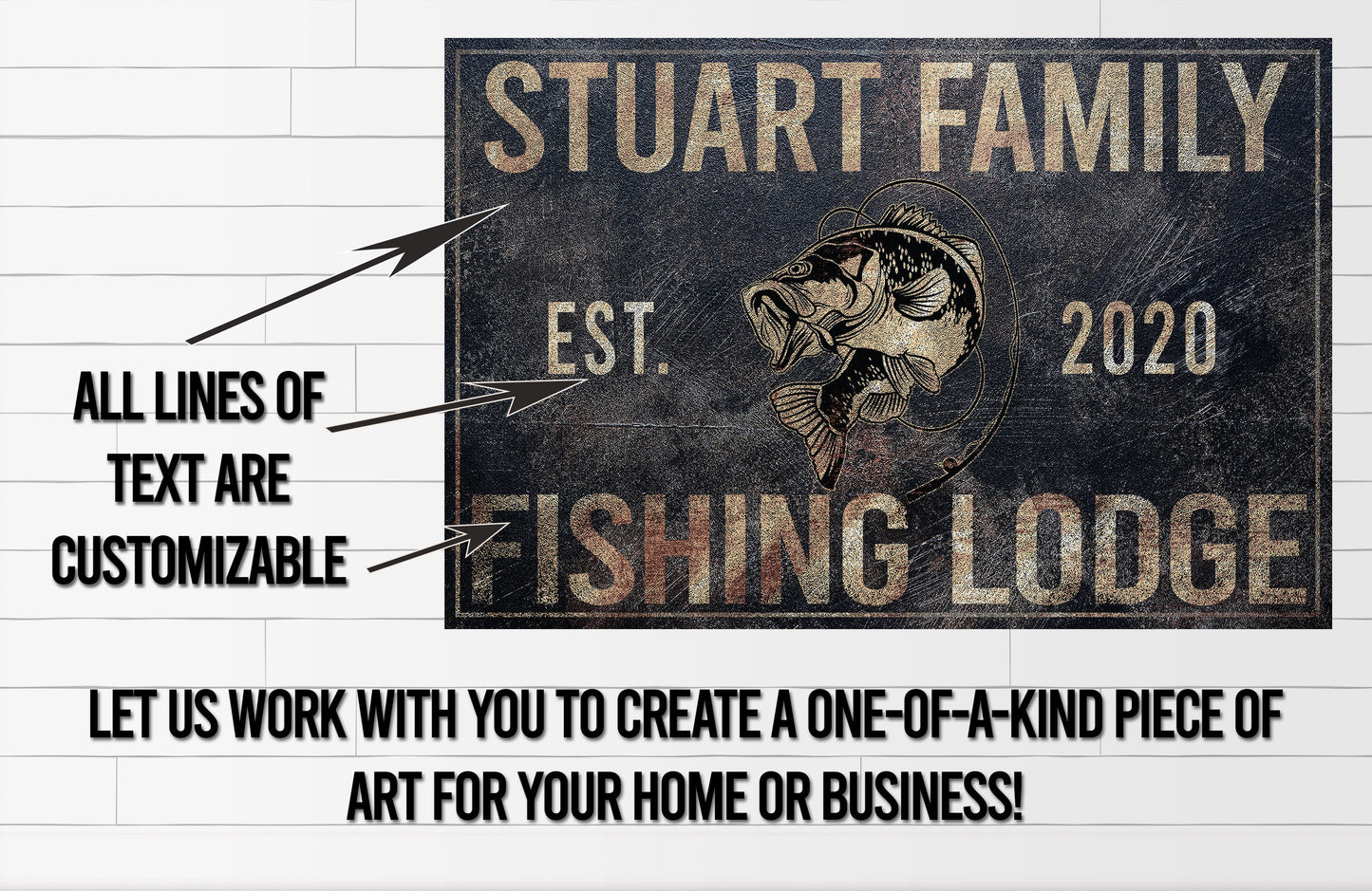 Fishing Sign, Fishing Lodge, Farmhouse Sign, Custom Canvas Sign, Family Name Sign, Farmhouse Decor, Tackle Shop, Man Cave, Bass fishing