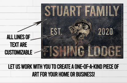 Fishing Sign, Fishing Lodge, Farmhouse Sign, Custom Canvas Sign, Family Name Sign, Farmhouse Decor, Tackle Shop, Man Cave, Bass fishing