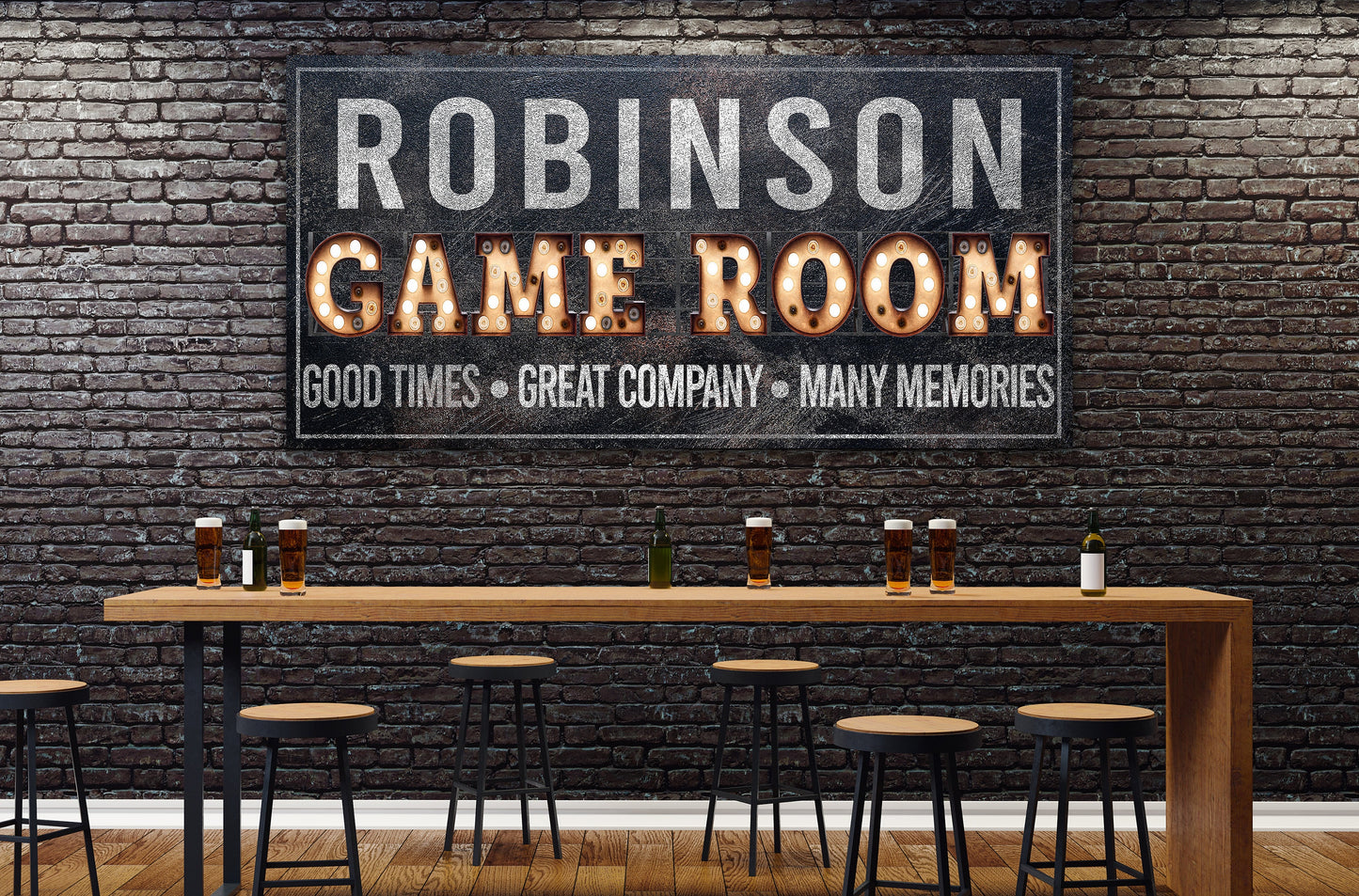 Custom Game Room Sign, Arcade Sign, Custom Name Sign, Family Name Sign, Canvas Print, Sports Decor, Media Room Sign, Poker Room