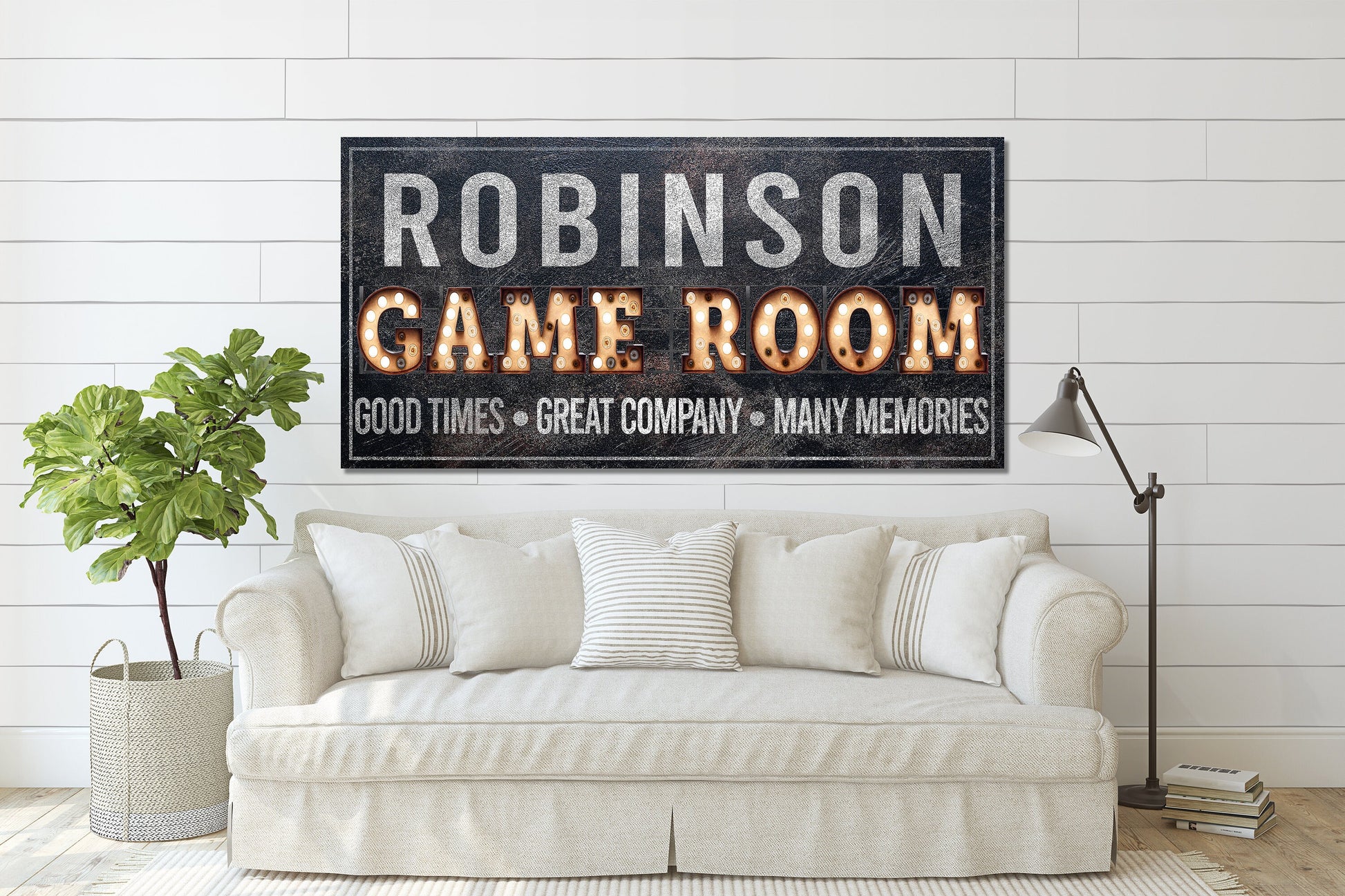 Custom Game Room Sign, Arcade Sign, Custom Name Sign, Family Name Sign, Canvas Print, Sports Decor, Media Room Sign, Poker Room