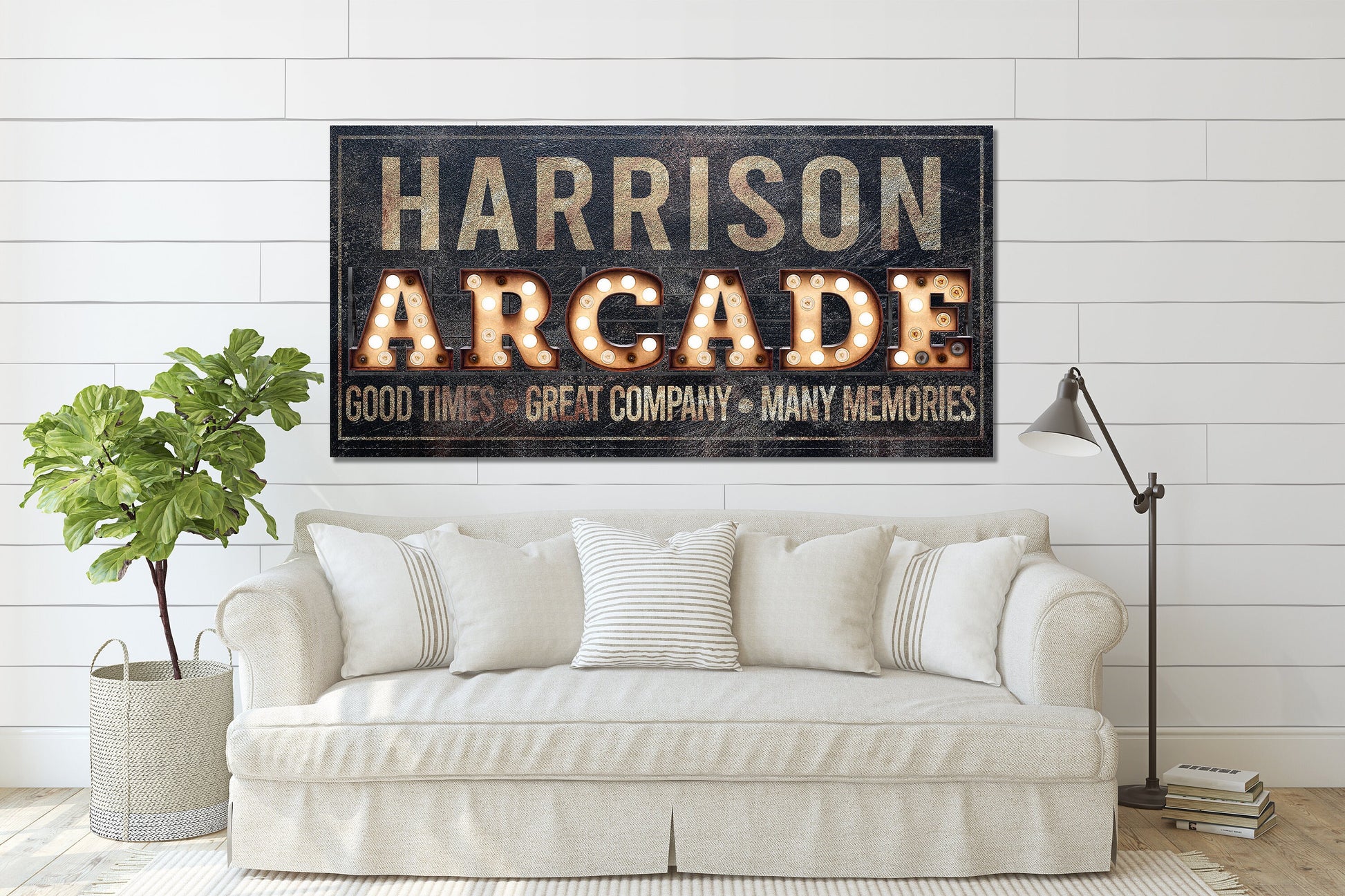 Last Name Sign, Game Room Sign, Farmhouse Sign, Custom Name Sign, Family Name Sign, Canvas Print, Farmhouse Decor, Arcade Sign, Poker Room