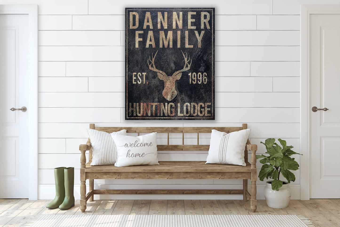 Personalized Deer Hunting Sign, Hunting Lodge, Custom Canvas Sign, Family Name Sign, Farmhouse Decor, Hunting Lodge, Man Cave