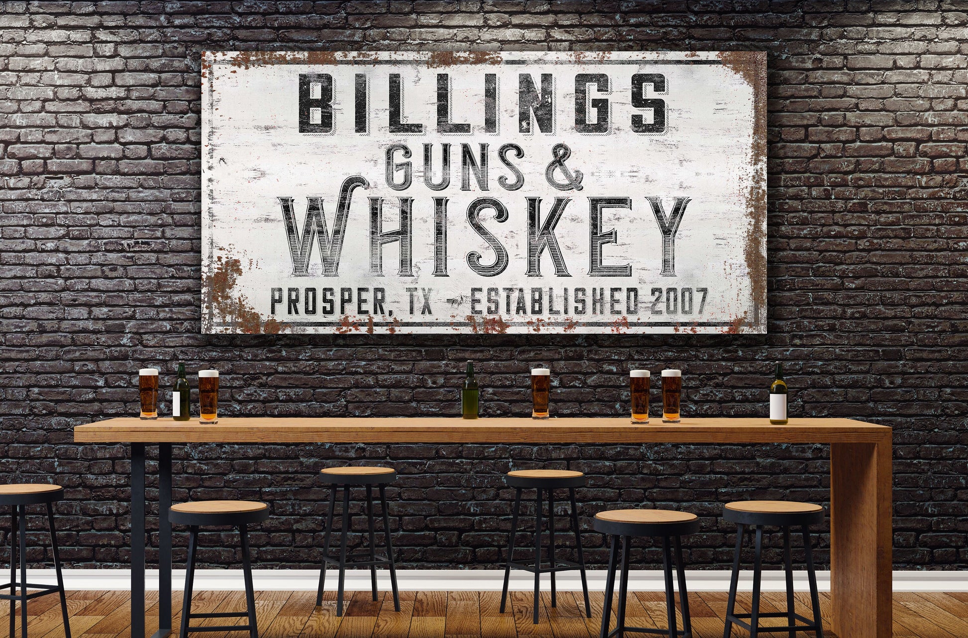 Personalized Sign, Whiskey Bar Sign, Man Cave, Game Room Sign, Custom Name Sign, Family Name Sign, Canvas Print, Bar and Grill, Beer Bar