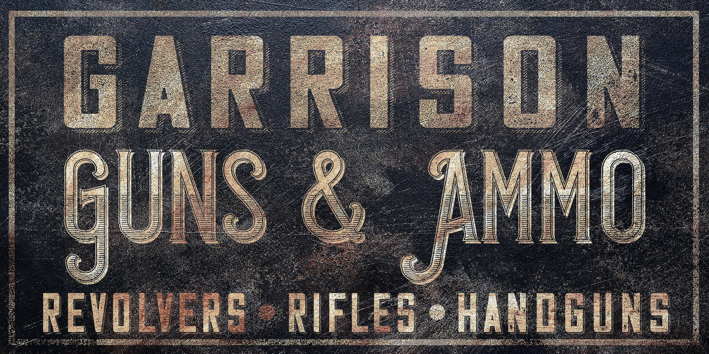 Custom Guns and Ammo Sign, Man Cave, Whiskey Bar, Sports Bar, Game Room Sign, Hunting Lodge, Canvas Print, Bar and Grill, Beer Bar