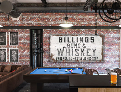 Personalized Sign, Whiskey Bar Sign, Man Cave, Game Room Sign, Custom Name Sign, Family Name Sign, Canvas Print, Bar and Grill, Beer Bar