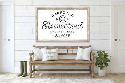 Last Name Sign, Homestead Sign, Modern Farmhouse Sign, Custom Name Sign, Family Name Sign, Canvas Print, Modern Farmhouse Decor