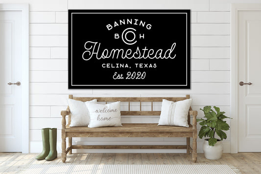 Last Name Sign, Homestead Sign, Modern Farmhouse Decor, Custom Name Sign, Family Name Sign, Canvas Print, Modern Farmhouse Decor