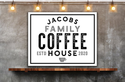 Last Name Sign, Vintage Coffee Sign, Modern Farmhouse Sign, Farmhouse Wall Decor, Kitchen Decor, Family Name Sign, Vintage Farmhouse Decor