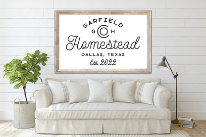 Last Name Sign, Homestead Sign, Modern Farmhouse Sign, Custom Name Sign, Family Name Sign, Canvas Print, Modern Farmhouse Decor