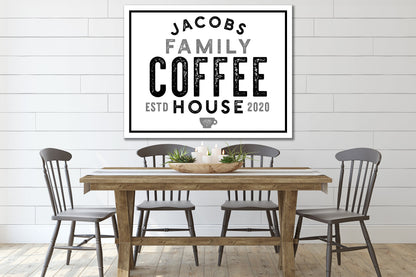 Last Name Sign, Vintage Coffee Sign, Modern Farmhouse Sign, Farmhouse Wall Decor, Kitchen Decor, Family Name Sign, Vintage Farmhouse Decor