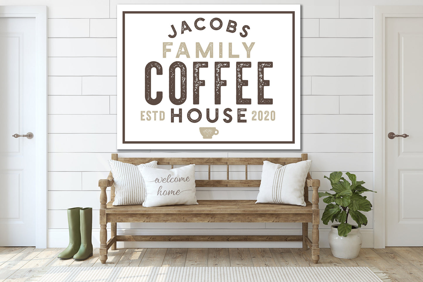 Last Name Sign, Vintage Coffee Sign, Modern Farmhouse Sign, Farmhouse Wall Decor, Kitchen Decor, Family Name Sign, Vintage Farmhouse Decor