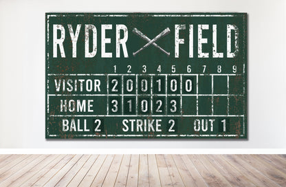 Custom Baseball Scoreboard Sign Vintage Gam Room Decor Man Cave Decor Canvas Industrial Sports Bar Media Nursery Kids boys Room Decor