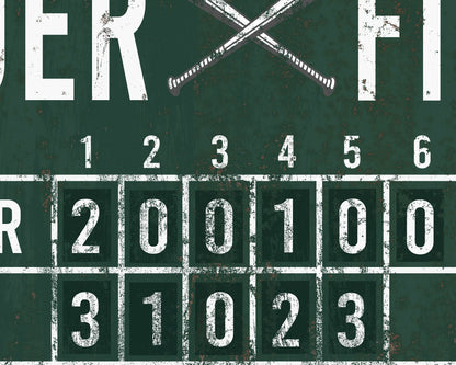 Custom Baseball Scoreboard Sign Vintage Gam Room Decor Man Cave Decor Canvas Industrial Sports Bar Media Nursery Kids boys Room Decor