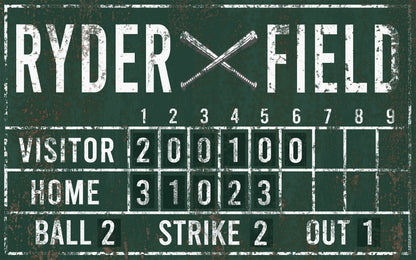 Custom Baseball Scoreboard Sign Vintage Gam Room Decor Man Cave Decor Canvas Industrial Sports Bar Media Nursery Kids boys Room Decor