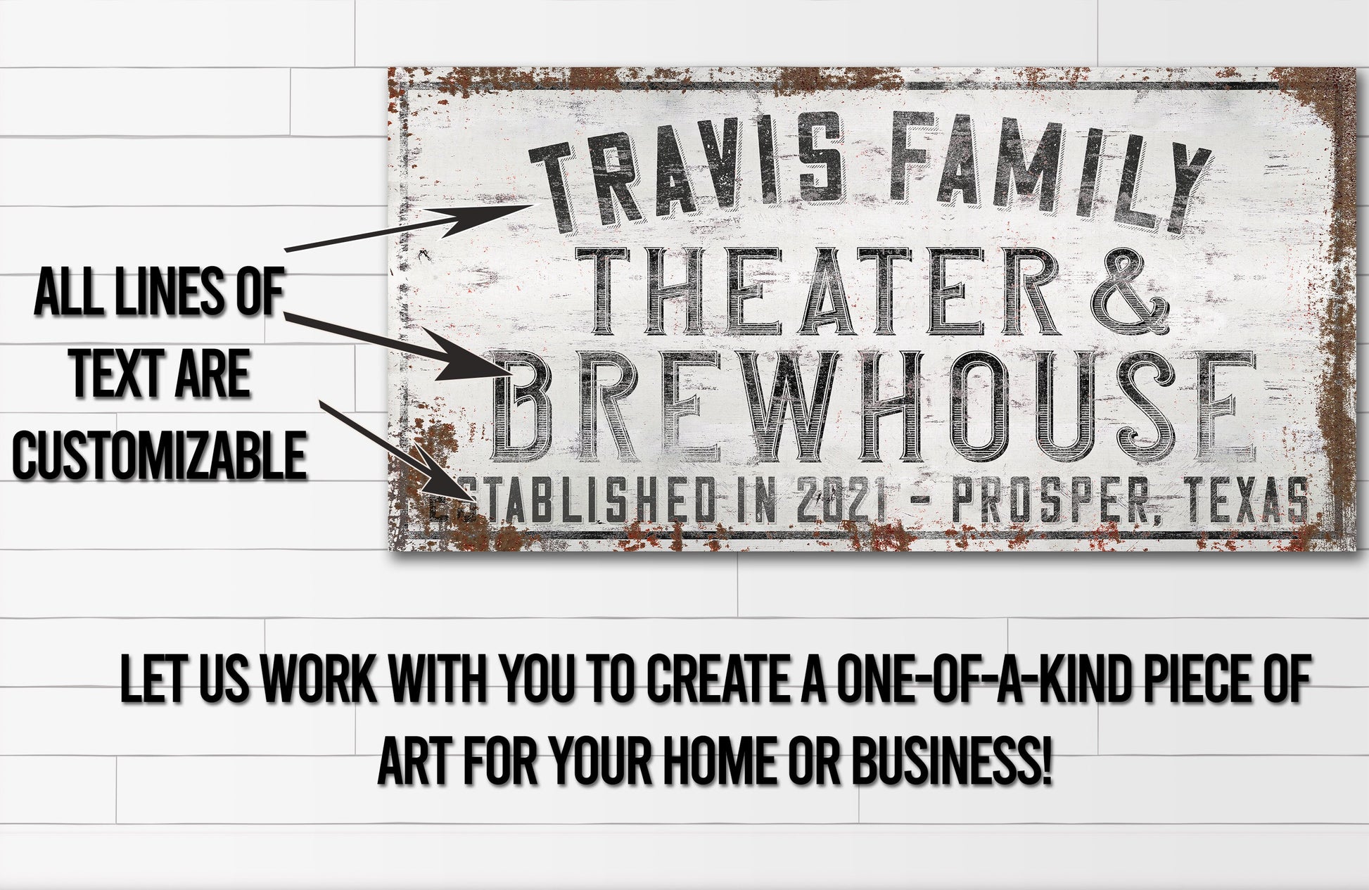 Custom Theater & Brewhouse Sign, Whiskey Bar Sign, Movie Room Sign, Canvas Print, Bar Decor, Media Room, Man Cave, Brewery