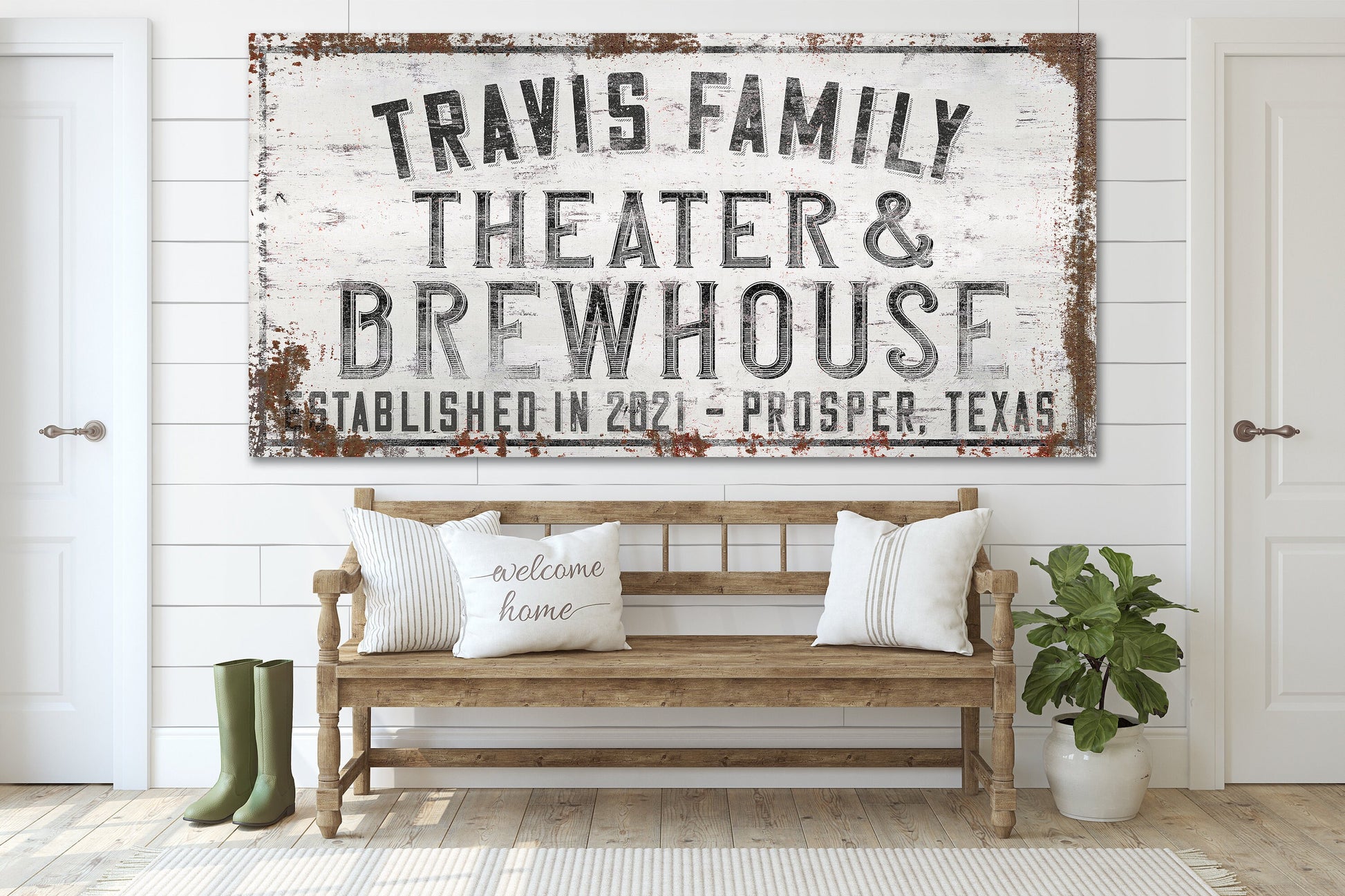 Custom Theater & Brewhouse Sign, Whiskey Bar Sign, Movie Room Sign, Canvas Print, Bar Decor, Media Room, Man Cave, Brewery