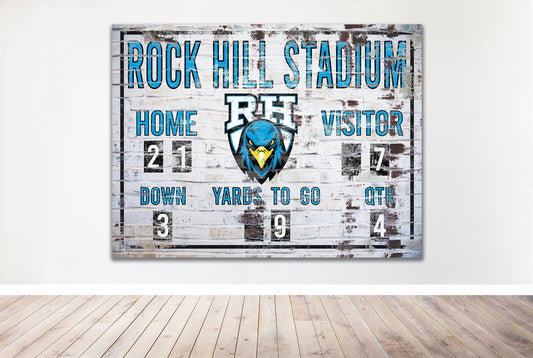 Custom Football Scoreboard Sign, Rock Hill High School, Sports Decor, Game Room, Media Bar, NFL, College Football, Prosper Texas Football