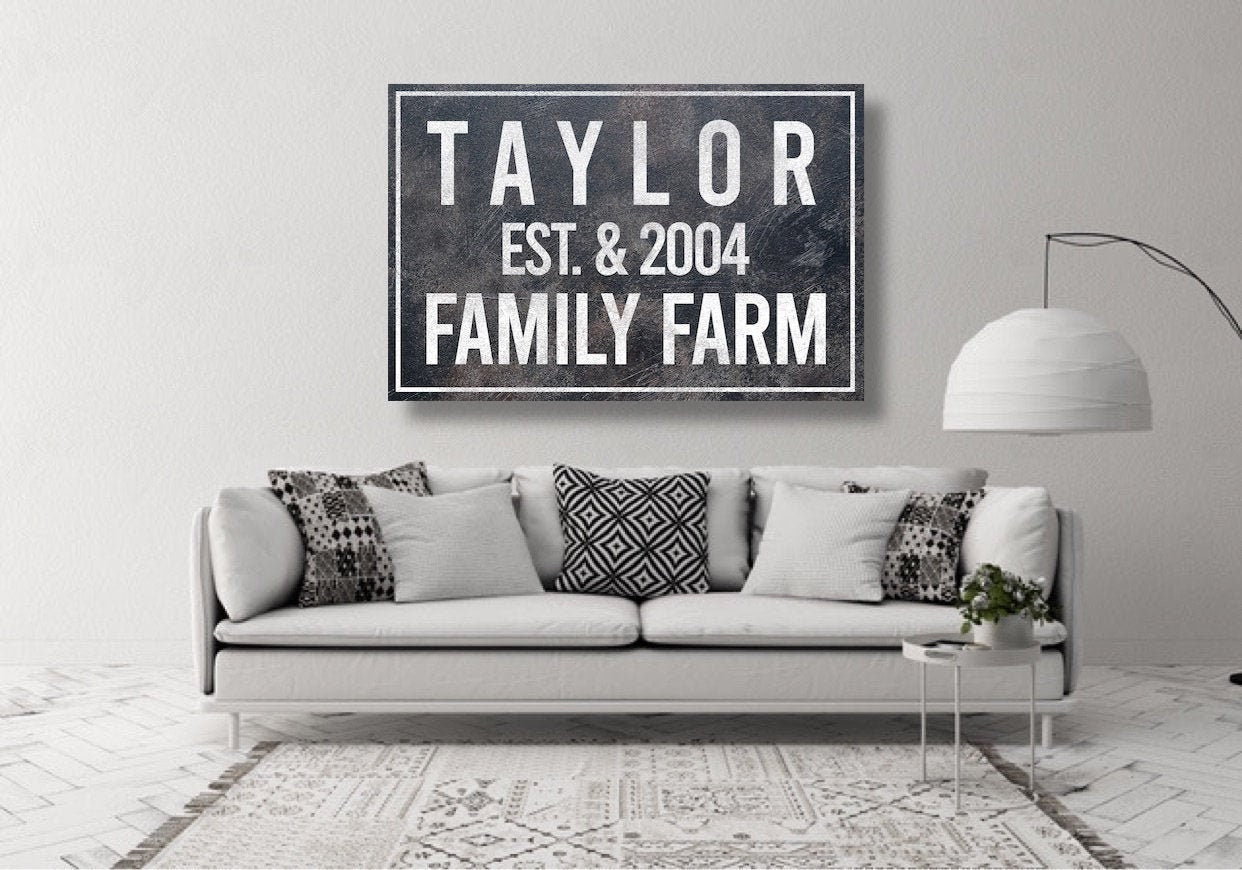 Personalized Family Farm Sign, Farmhouse Sign, Wedding Gift, Custom Canvas Print, Farmhouse Decor, Custom Farm Sign,  Housewarming Gift