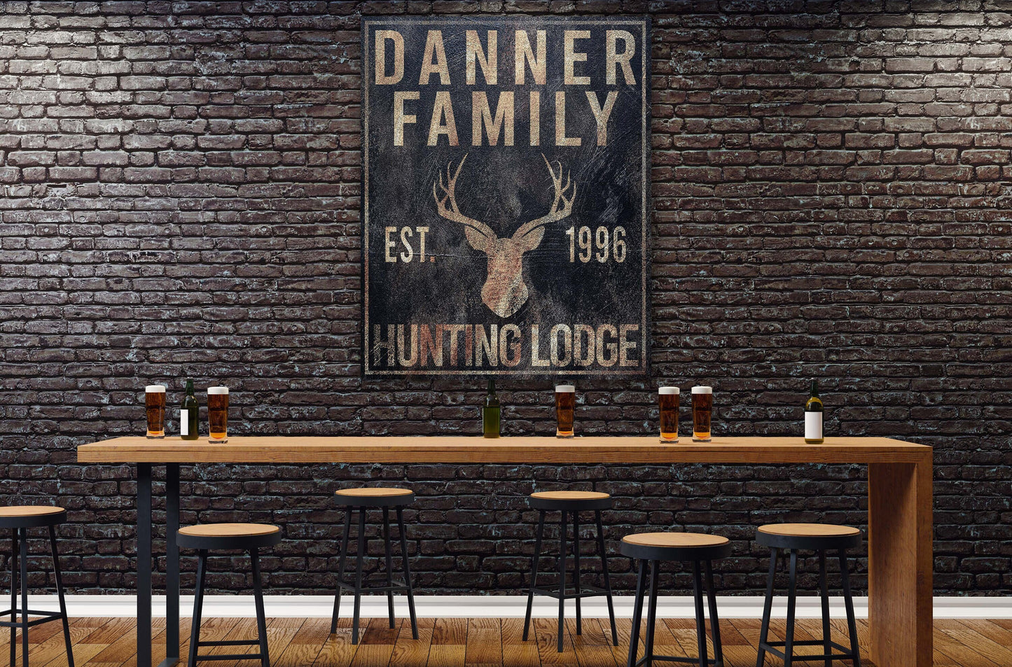 Personalized Deer Hunting Sign, Hunting Lodge, Custom Canvas Sign, Family Name Sign, Farmhouse Decor, Hunting Lodge, Man Cave