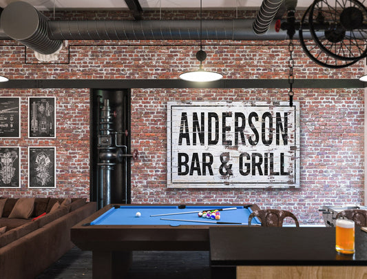 Personalized Bar and Grill Sign, Custom Farmhouse Sign, Sports Bar Decor, Man Cave, Canvas Print, Farmhouse Decor, Game Room