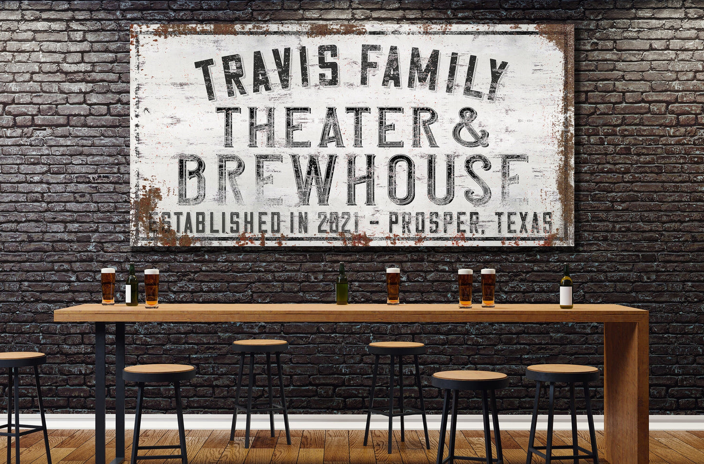 Custom Theater & Brewhouse Sign, Whiskey Bar Sign, Movie Room Sign, Canvas Print, Bar Decor, Media Room, Man Cave, Brewery