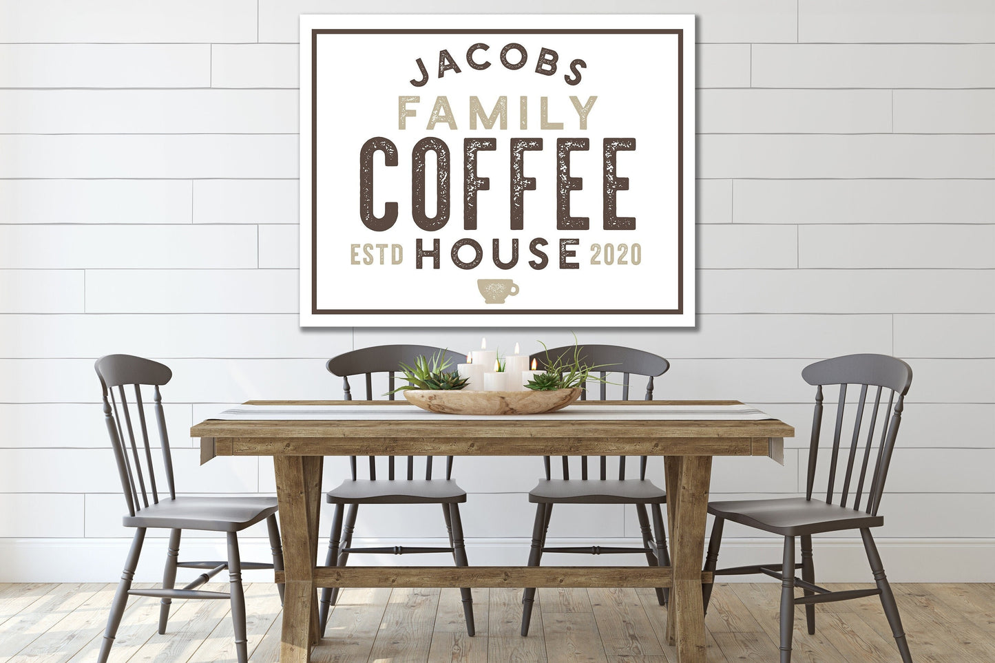 Last Name Sign, Vintage Coffee Sign, Modern Farmhouse Sign, Farmhouse Wall Decor, Kitchen Decor, Family Name Sign, Vintage Farmhouse Decor