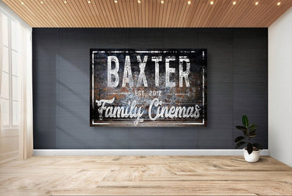 Last Name Sign, Custom Cinema Sign, Farmhouse Sign, Custom Name Sign, Family Name Sign, Canvas Print, Farmhouse Decor, Custom Theater Sign