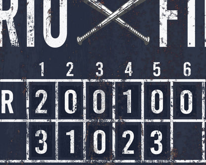 Custom Baseball Scoreboard Sign Vintage Gam Room Decor Man Cave Decor Canvas Industrial Sports Bar Media Nursery Kids boys Room Decor