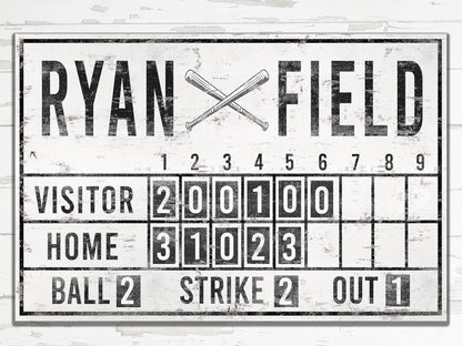 Custom Baseball Scoreboard Sign Vintage Gam Room Decor Man Cave Decor Canvas Industrial Sports Bar Media Nursery Kids boys Room Decor