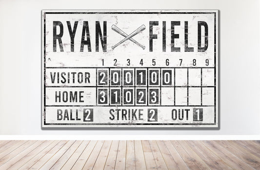 Custom Baseball Scoreboard Sign Vintage Gam Room Decor Man Cave Decor Canvas Industrial Sports Bar Media Nursery Kids boys Room Decor