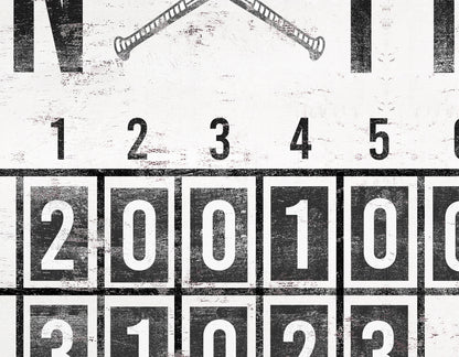 Custom Baseball Scoreboard Sign Vintage Gam Room Decor Man Cave Decor Canvas Industrial Sports Bar Media Nursery Kids boys Room Decor