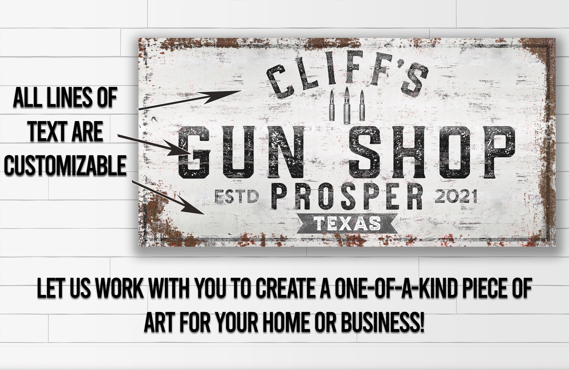 Personalized Sign, Guns and Ammo, Man Cave, Whiskey Bar, Gun Room, Custom Gun Sign, Cabin Decor, Canvas, Hunting Decor, Gunsmith, Gun Range